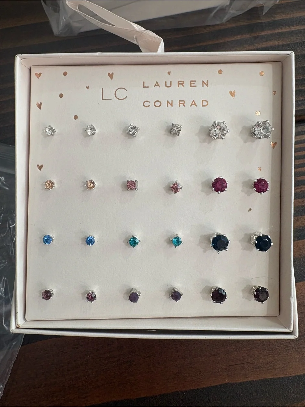 Multi-Color Cubic Zirconia Stud Earring Set in Gift Box by LC Lauren Conrad